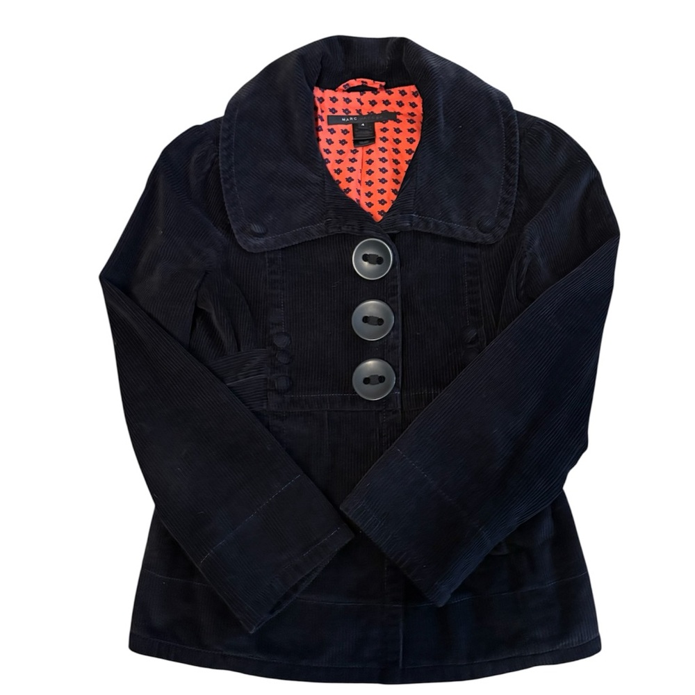 Marc Jacobs Black Corduroy Button-Front Blazer Jacket - Picture 3 of 5